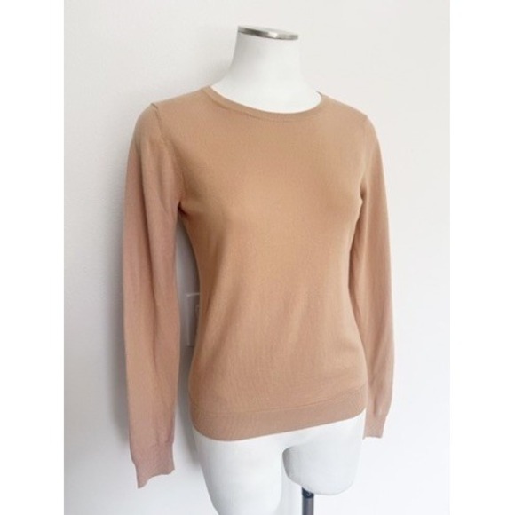 Margaret O'Leary Sweaters - Margaret O'Leary Fitted Organic Cotton Crew Neck Sweater Tan Camel Small